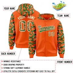 Orange Kelly Green Cream Raglan Varsity Full-Snap Letterman Jacket Hoodie 4