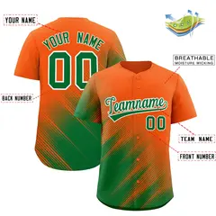 Orange Kelly Green Diagonal Stripe Gradient Baseball Jersey 2