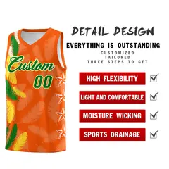 Orange Kelly Green Feather Series Graffiti Pattern Basketball Jersey 2