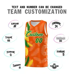 Orange Kelly Green Feather Series Graffiti Pattern Basketball Jersey 4