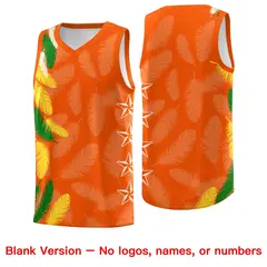 Orange Kelly Green Feather Series Graffiti Pattern Basketball Jersey 6