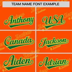Orange Kelly Green Full Button Graffiti Text Baseball Jersey 3