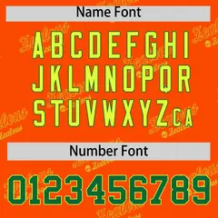 Orange Kelly Green Full Button Graffiti Text Baseball Jersey 4