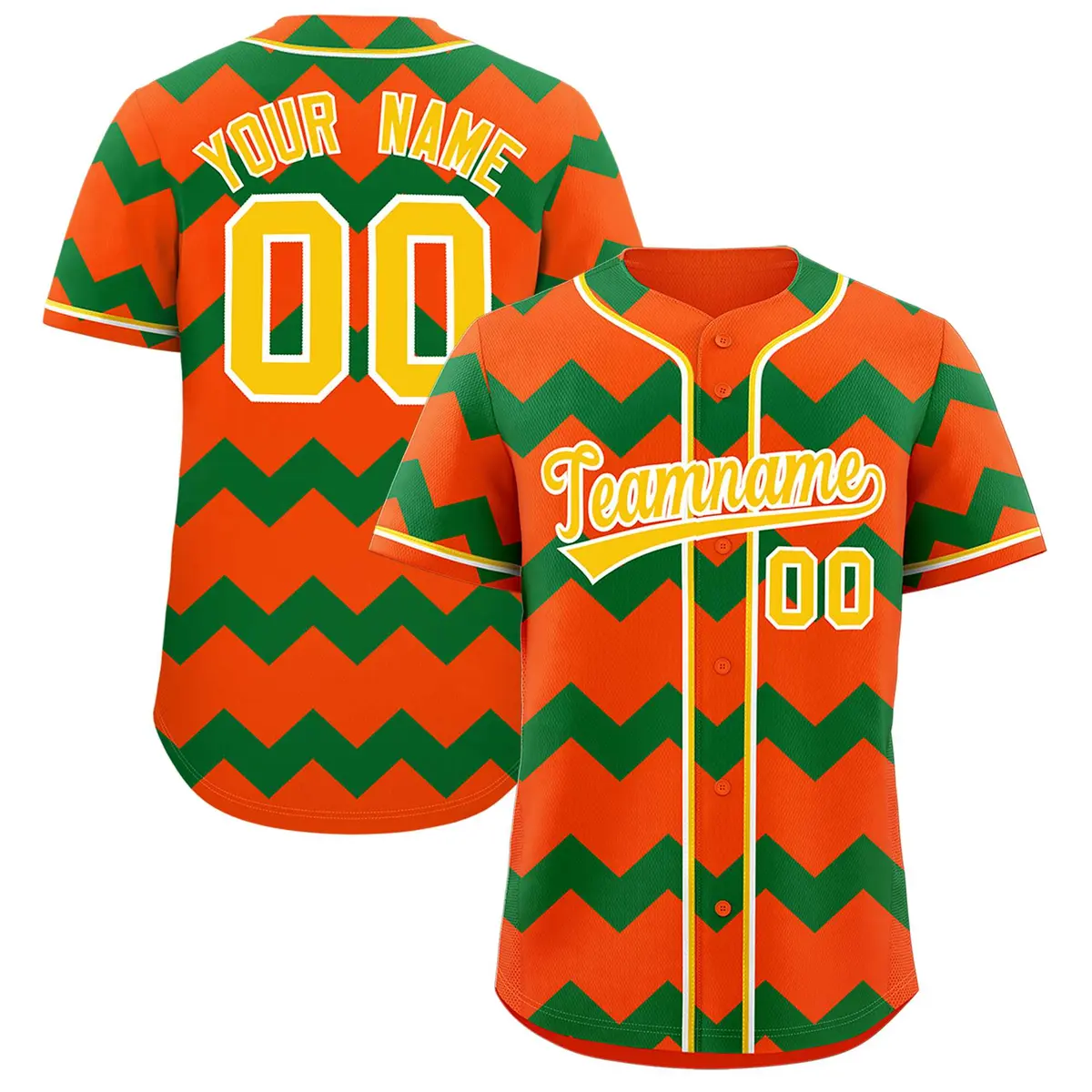 Orange Kelly Green Gold Ripple Authentic Baseball Jersey