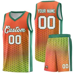 Orange Kelly Green Gradient Irregular Shapes Basketball Jersey