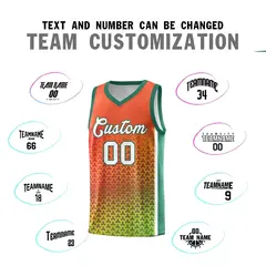 Orange Kelly Green Gradient Irregular Shapes Basketball Jersey 3