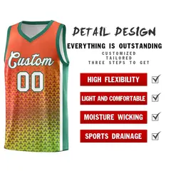 Orange Kelly Green Gradient Irregular Shapes Basketball Jersey 4