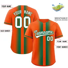 Orange Kelly Green Gradient Lapel Fashion Baseball Jersey 2