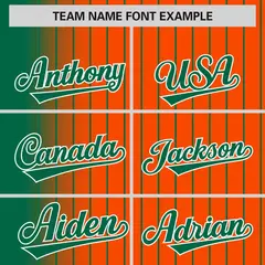 Orange Kelly Green Gradient Pinstripe Varsity Full-Snap Baseball Jacket 3