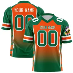 Orange Kelly Green Gradient Side Pattern Football Jersey