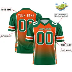 Orange Kelly Green Gradient Side Pattern Football Jersey 2