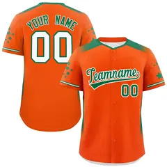 Orange Kelly Green Gradient Side Star Pattern Baseball Jersey 1