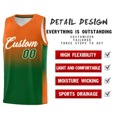 Orange Kelly Green Gradient Sports Uniform Basketball Jersey 2
