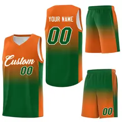 Orange Kelly Green Gradient Sports Uniform Basketball Jersey 7