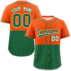 Orange Kelly Green Half Stripe Authentic Baseball Jersey 1