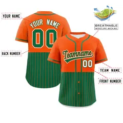 Orange Kelly Green Half Stripe Authentic Baseball Jersey 2