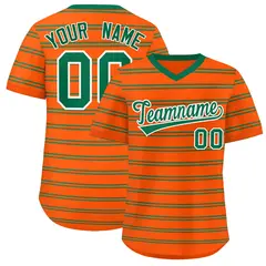 Orange Kelly Green Horizontal Stripe Pullover Baseball Jersey 1