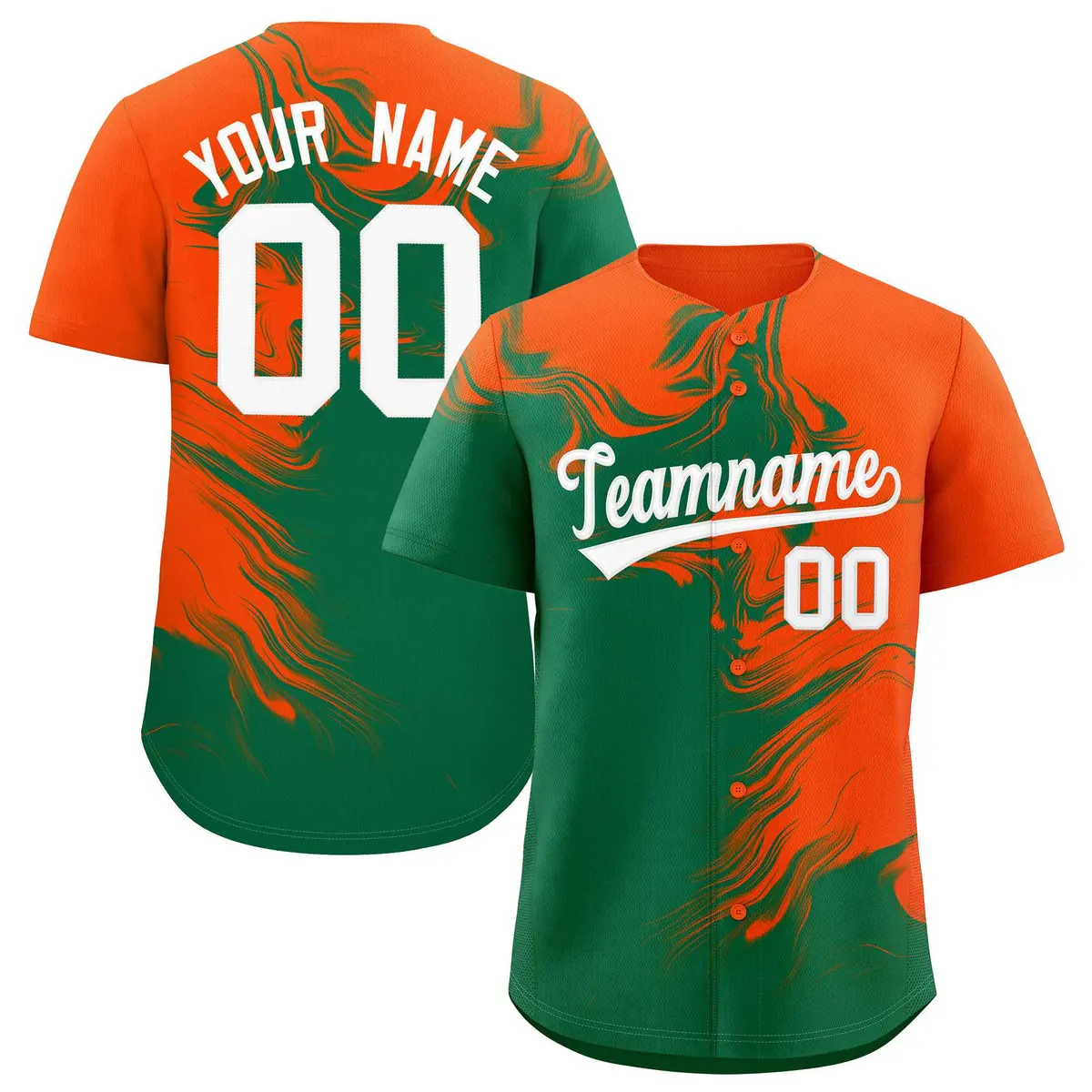 Orange Kelly Green Ink Pattern Authentic Baseball Jersey