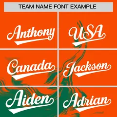 Orange Kelly Green Ink Pattern Authentic Baseball Jersey 3