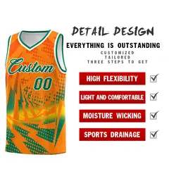 Orange Kelly Green Lightning Halftone Dot Basketball Jersey 2