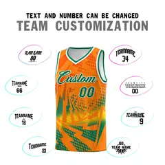 Orange Kelly Green Lightning Halftone Dot Basketball Jersey 4
