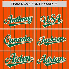 Orange Kelly Green Pinstripe Two-Tone Baseball Jersey 3