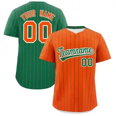 Orange Kelly Green Pinstripe Two-Tone Baseball Jersey 1