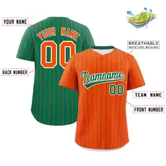 Orange Kelly Green Pinstripe Two-Tone Baseball Jersey 2