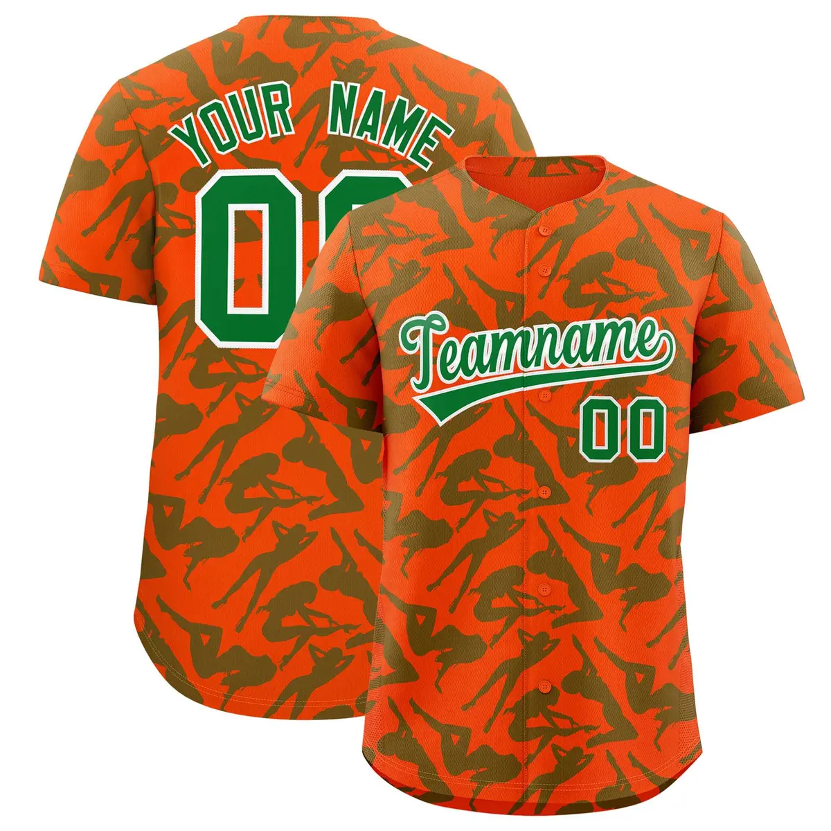 Orange Kelly Green Playboy Graffiti Pattern Baseball Jersey