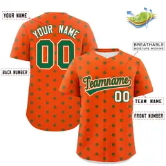 Orange Kelly Green Polka Dot Graffiti Baseball Jersey 2