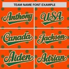 Orange Kelly Green Polka Dot Graffiti Baseball Jersey 3