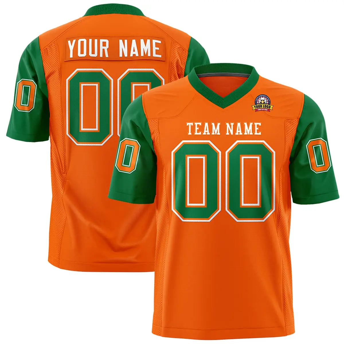 Orange Kelly Green Raglan Sleeves Authentic Football Jersey