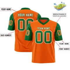 Orange Kelly Green Raglan Sleeves Authentic Football Jersey 2