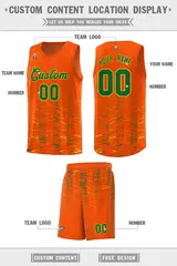 Orange Kelly Green Scratches Pattern Basketball Jersey 2