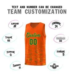 Orange Kelly Green Scratches Pattern Basketball Jersey 3