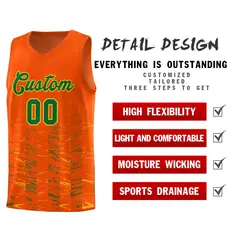 Orange Kelly Green Scratches Pattern Basketball Jersey 4