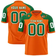 Orange Kelly Green Shoulder Star Flag Football Jersey