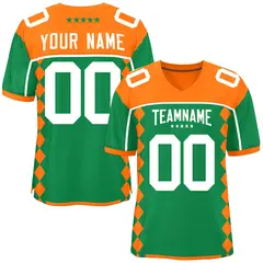 Orange Kelly Green Side Blocks Raglan Football Jersey
