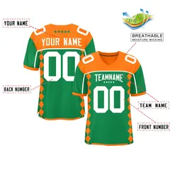 Orange Kelly Green Side Blocks Raglan Football Jersey 2