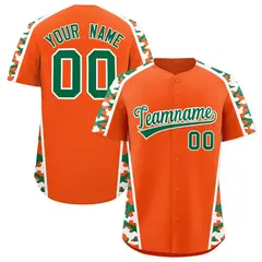 Orange Kelly Green Side Camo Baseball Jersey 1