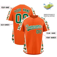 Orange Kelly Green Side Camo Baseball Jersey 2