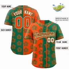 Orange Kelly Green Split Flower Graffiti Baseball Jersey 2