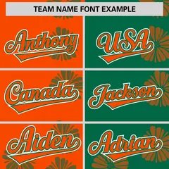 Orange Kelly Green Split Flower Graffiti Baseball Jersey 3