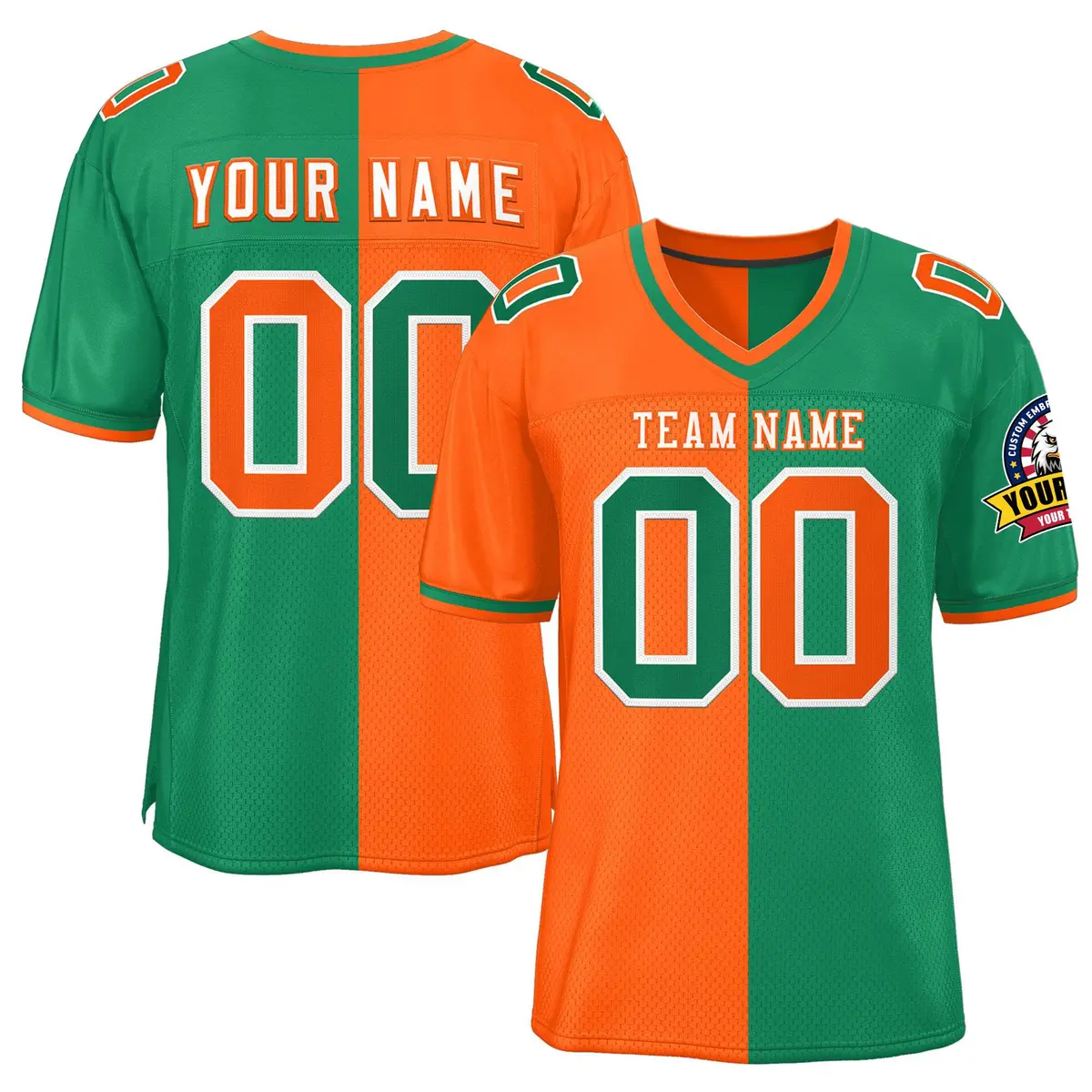 Orange Kelly Green Split Two Tone Authentic Football Jersey