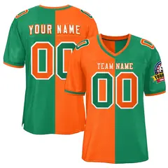 Orange Kelly Green Split Two Tone Authentic Football Jersey 1