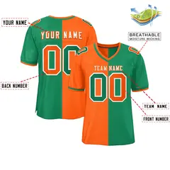 Orange Kelly Green Split Two Tone Authentic Football Jersey 2