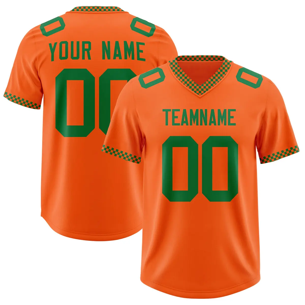 Orange Kelly Green Square Neckline Classic Football Jersey