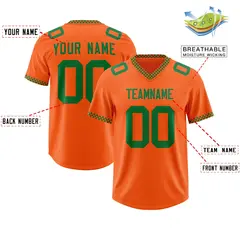 Orange Kelly Green Square Neckline Classic Football Jersey 2