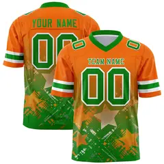 Orange Kelly Green Star Gradient Flag Football Jersey 1