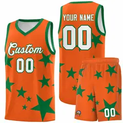 Orange Kelly Green Star Graffiti Basketball Jersey Sets 1